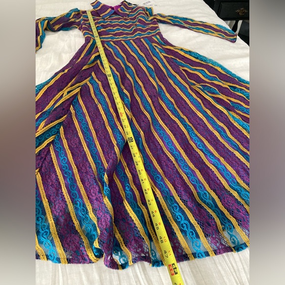 NEXIIA STYLEWE Lace Long-Sleeved Midi Dress Multicolored Stripes NEW - Picture 15 of 16